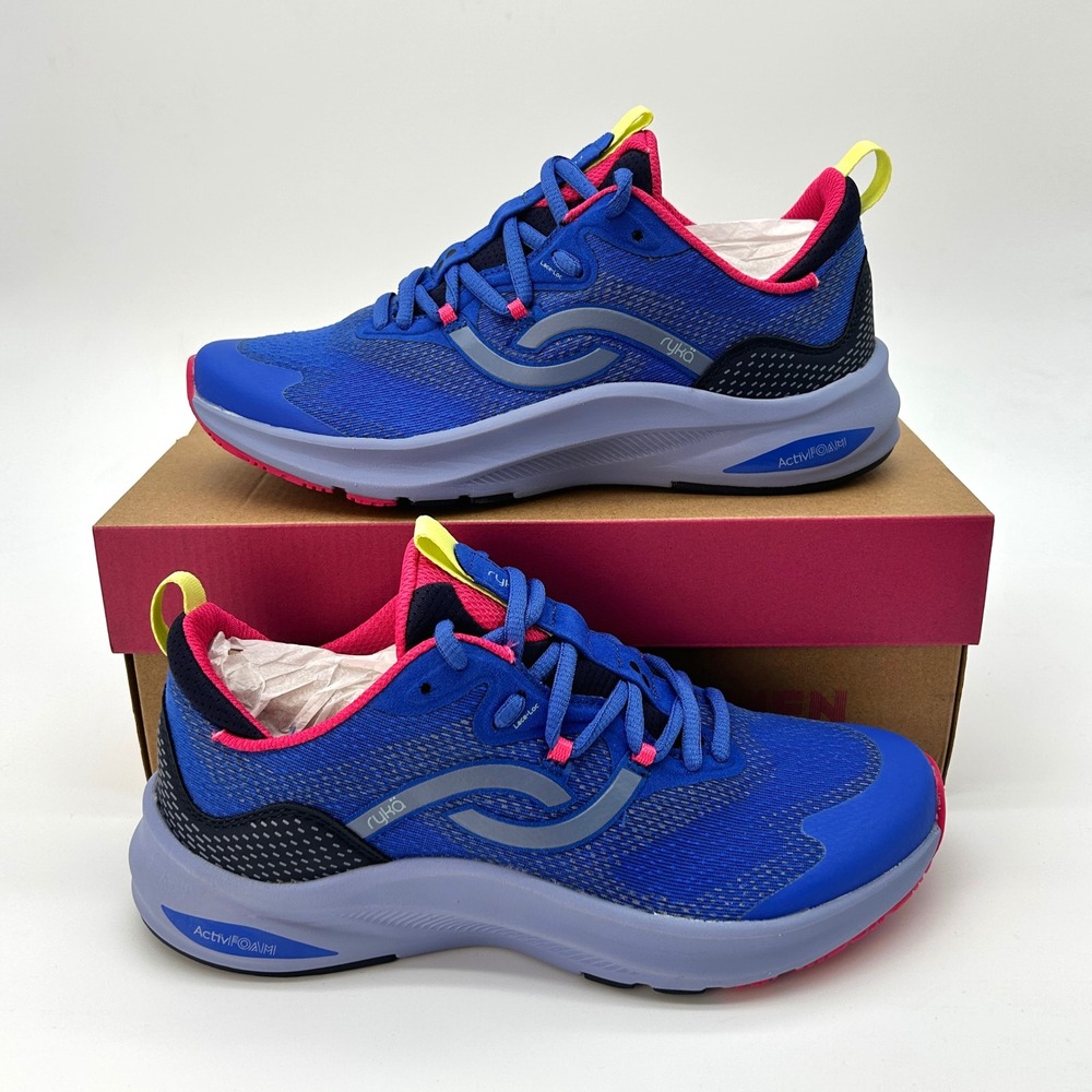 Womens Training Sneakers Ryka Never Quit 2 Size 7.5 Wide Blue Mesh Pink NEW